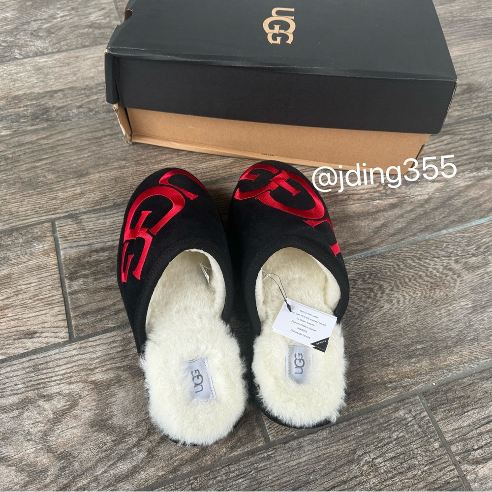M10 Brand New UGG Scuff Logo Men’s Slippers “Black Red” - Picture 6 of 6